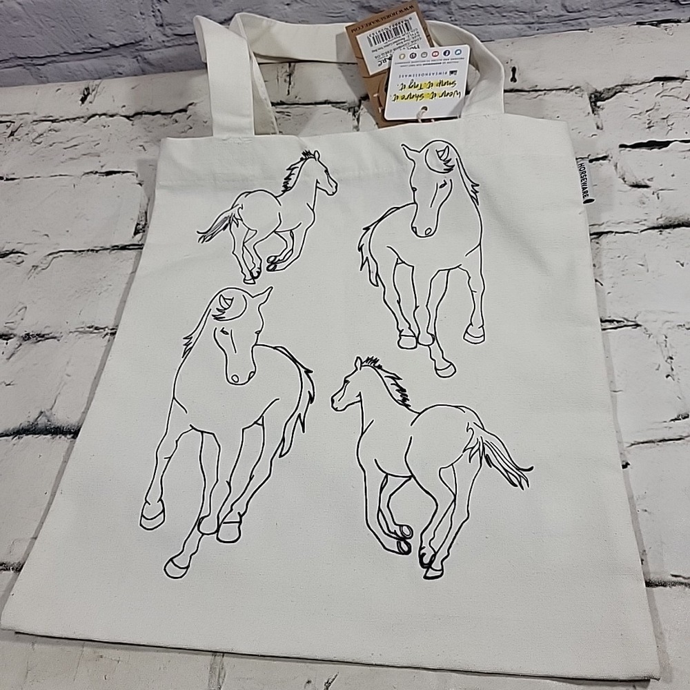 Horseware Ireland Heart Ponies Canvas and Sequins Tote - NEW - Picture 4 of 6